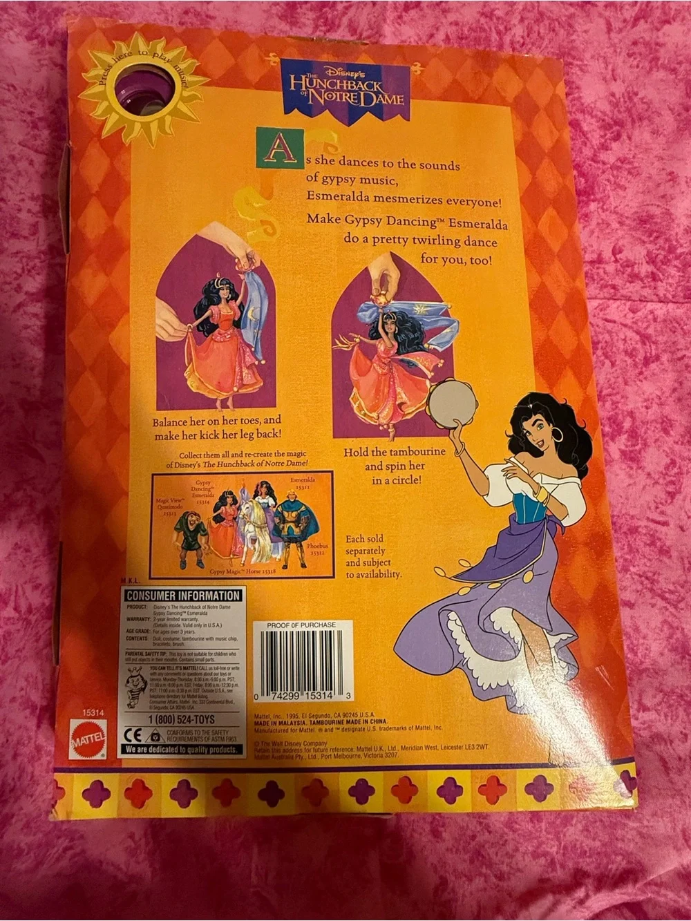 Disney Hunchback of Notre Dame Esmeralda Doll & Flight Barbie 15314 NRFB Gypsy